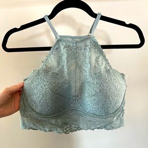 Victoria’s Secret PINK high-neck light blue bra